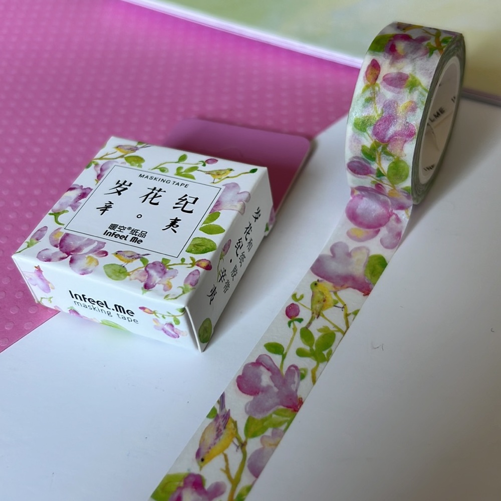 1 pc Floral Washi Tape with Birds Masking Tape Adhesive Tape (15mm x 7m)